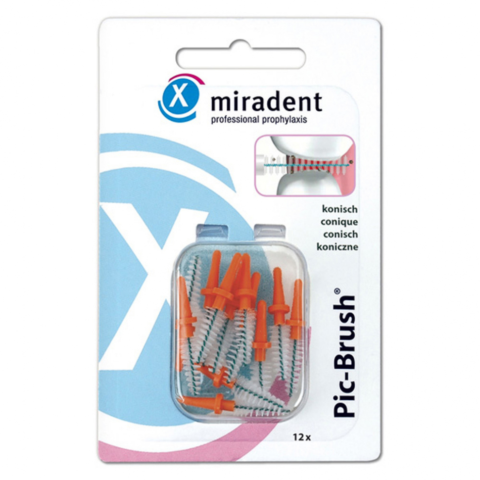 Запасные ёршики для Miradent Pic-Brush оранжевые, 12 шт