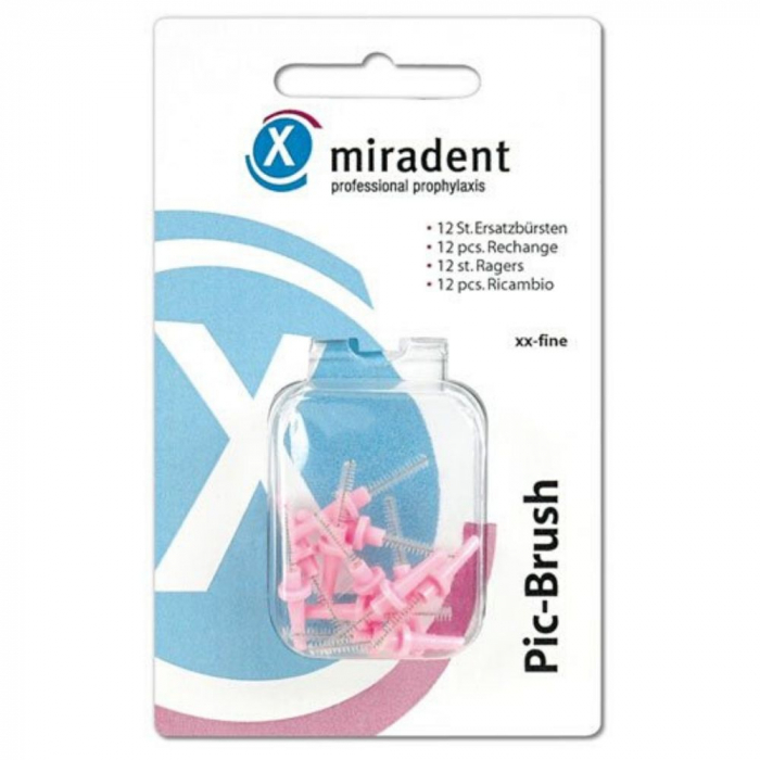 Запасные ёршики для Miradent Pic-Brush розовые, 12 шт