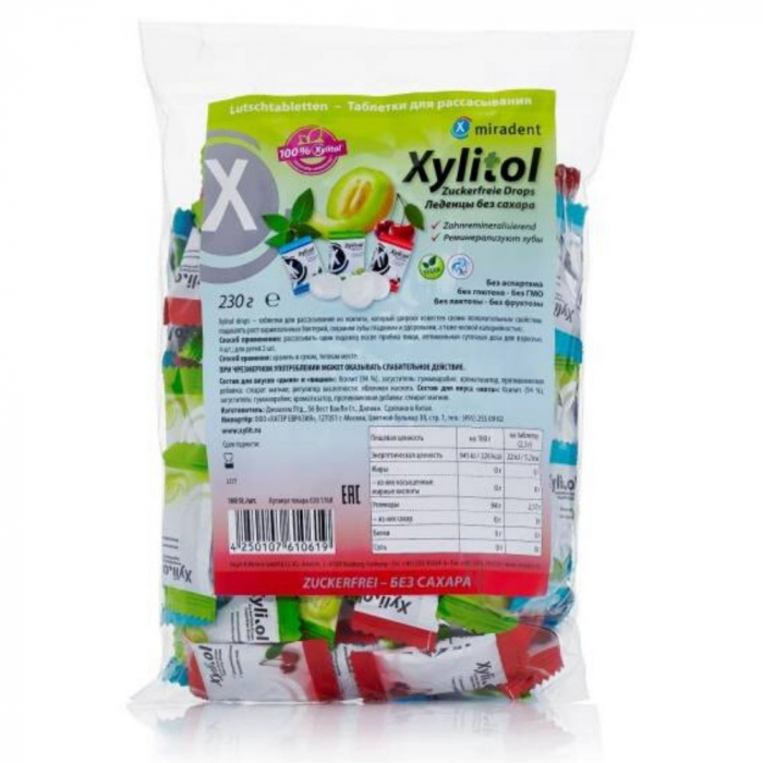 Леденцы Miradent® Xylitol Drops, ассорти, в пакете 100 шт.