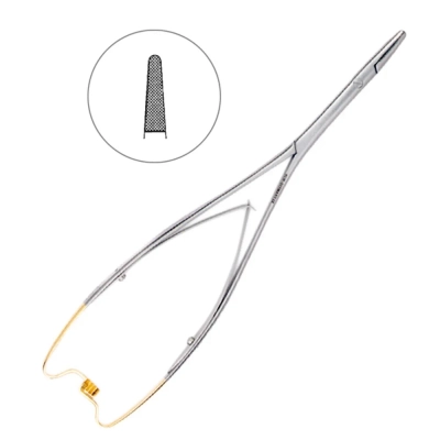 Иглодержатель хирургический прямой Hoesl TC, карбит вольфрамовые вставки, 21 см, 20-31*