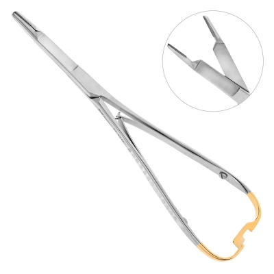 Иглодержатель хирургический прямой Mathieu-Olsen TC, карбит вольфрамовые вставки, 17,0 см, 20-32*