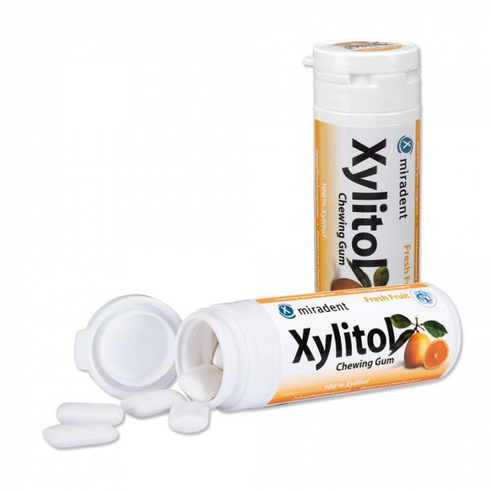 Жевательная резинка Miradent Xylitol Chewing Gum Свежие фрукты, 30 гр