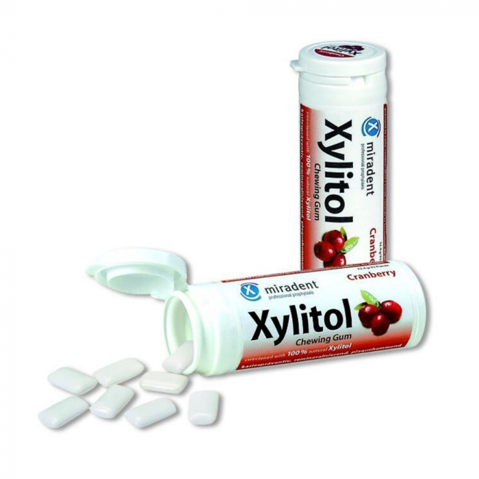 Жевательная резинка Miradent Xylitol Chewing Gum Клюква, 30 гр