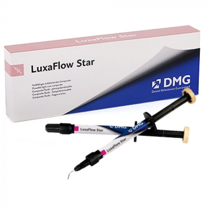 LuxaFlow Star A2 светоотверждаемый текучий композит, 2 шприца по 1.5 г, 10 насадок luer-lock
