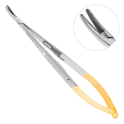 Иглодержатель хирургический изогнутый CastroviejoTC, 14,0 см, 20-29*