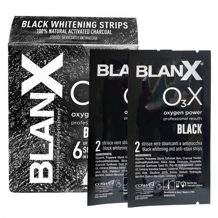 BlanX O3X Whitening Strips Black - отбеливающие полоски с углем