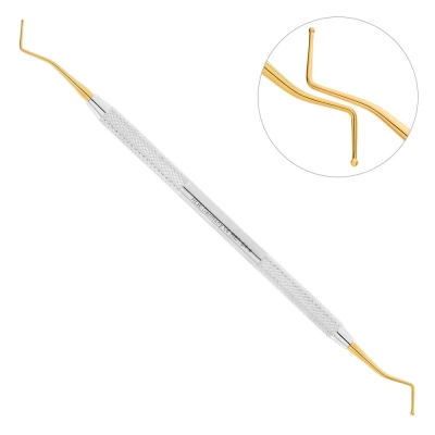 Гладилка двусторонняя с шаровидным штопфером, нитрид титановое покрытие, 1,3-0,9 мм, 24-4*