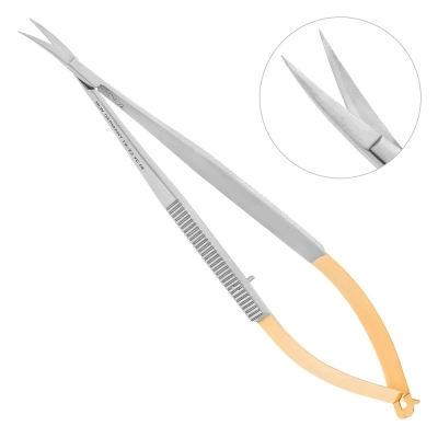 Ножницы микрохирургические изогнутые Castroviejo TC, 14,0 см, карбит вольфрамовые вставки, 19-23TC*