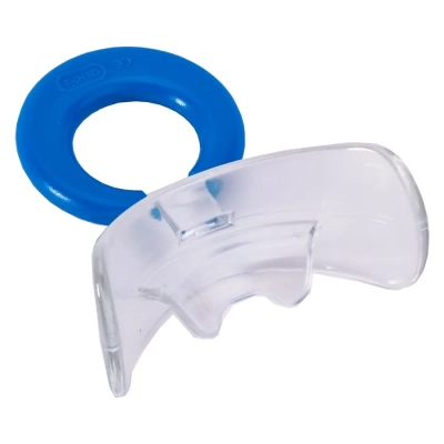 MUPPY с козырьком, жесткая, прозрачная LARGE (с синим кольцом, от 5 до 8 лет)