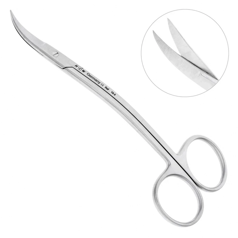 Ножницы хирургические двойной изгиб La Grange, 13,5 см, зубчатые, 19-8*