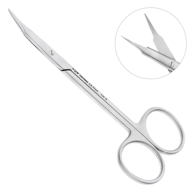 Ножницы хирургические изогнутые 11,5 см, Stevens, зубчатые, 19-4*