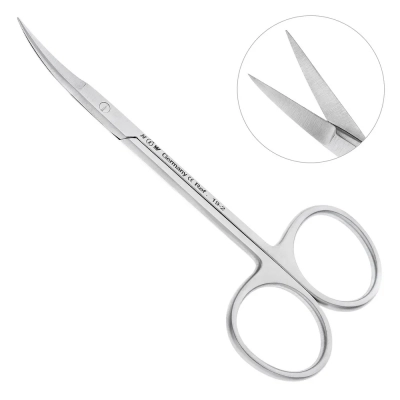 Ножницы хирургические изогнутые Iris, 11,5 см, зубчатые 19-2*