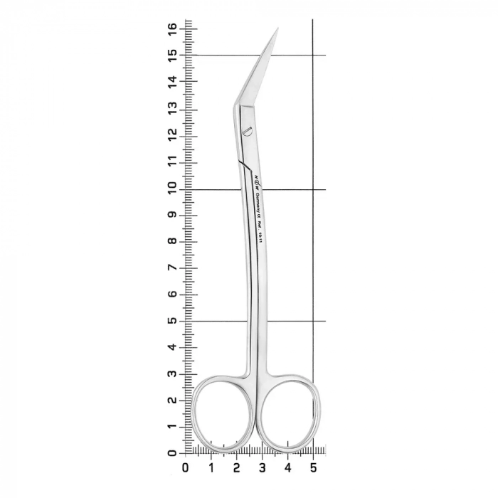 Ножницы хирургические угловые Goldmann-Fox, 16 см, зубчатые, 19-11*