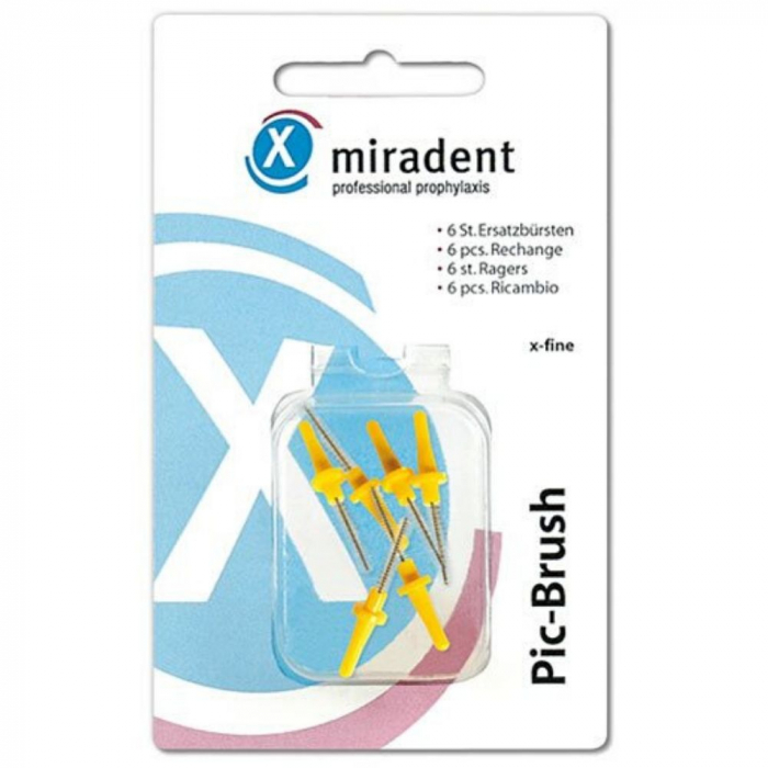Запасные ёршики для Miradent Pic-Brush желтые, 6 шт