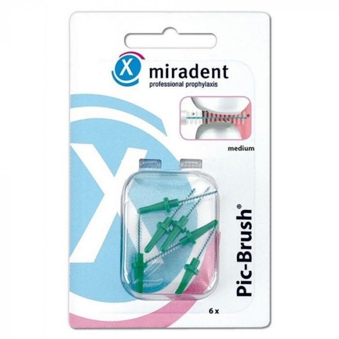 Запасные ёршики для Miradent Pic-Brush зеленые, 6 шт