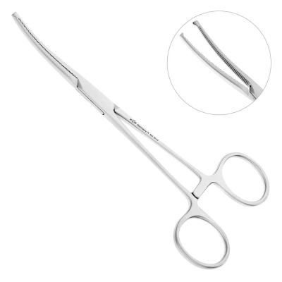 Зажим изогнутый Kocherklemme, 15 см, хирургический с зубчиками, 20-34*
