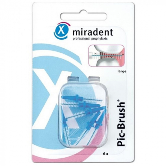 Запасные ёршики для Miradent Pic-Brush голубые, 6 шт