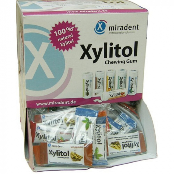 Жевательная резинка Miradent Xylitol Chewing Gum в пакете, ассорти 200 шт х 2