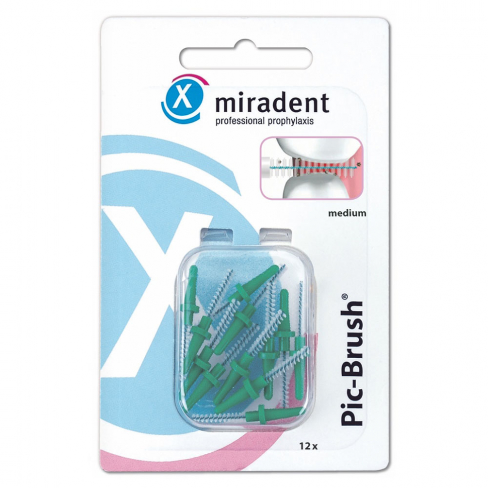Запасные ёршики для Miradent Pic-Brush зеленые, 12 шт
