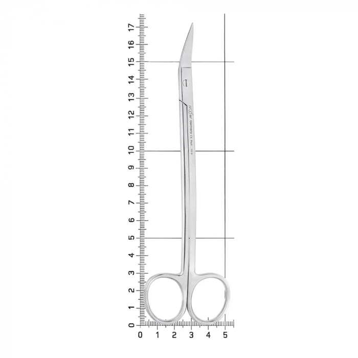 Ножницы хирургические двойной изгиб DEAN, 17,5 см, зубчатые, 19-9*