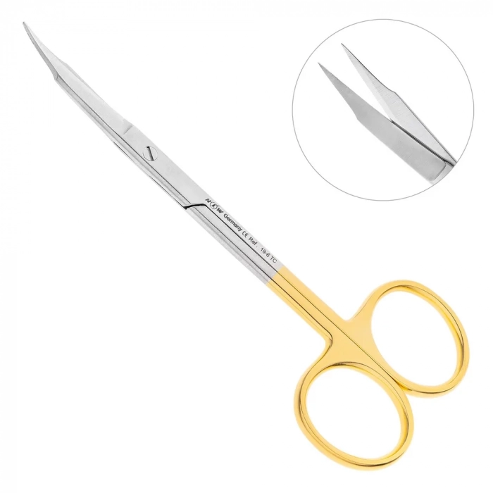 Ножницы хирургические изогнутые Goldmann-Fox TC, 12,5 см, карбит вольфрамовые вставки, 19-6TC*
