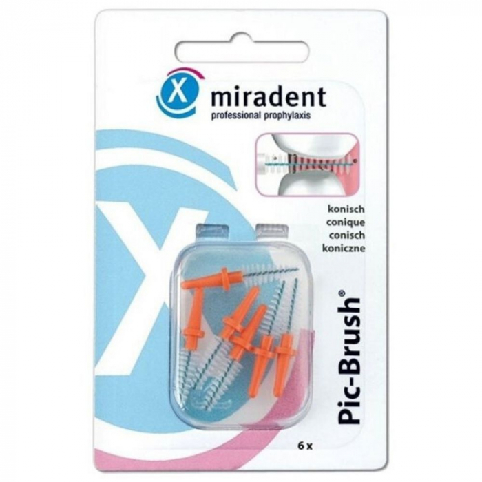 Запасные ёршики для Miradent Pic-Brush оранжевые, 6 шт
